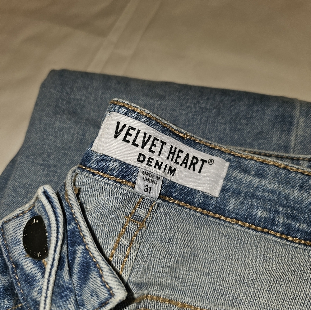 VELVET HEART 31 Raw Hem Velvet Lace Up Denim Mid Rise Skinny Ankle Jeans